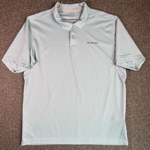 Columbia Sports Polo Shirts Mens Size L Light Blue‎ Golf Omni-Shade Outdoor